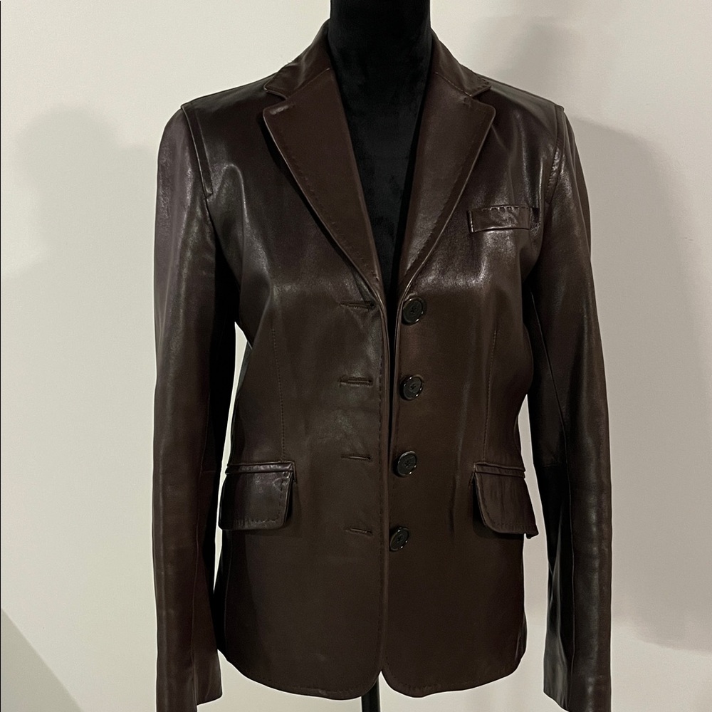 Ann Taylor Brown Leather Blazer